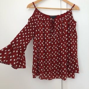 INC Rusty Red off the shoulder top